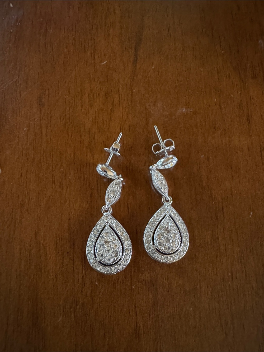 Silver Teardrop Crystal Dangle Earrings - Women Jewelry